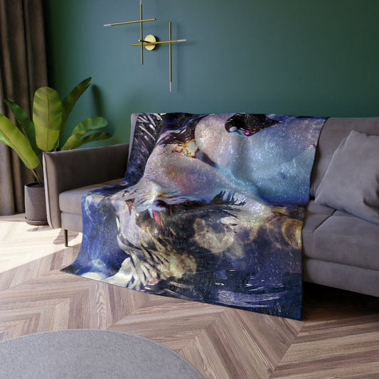 Blue Ice Oranment Crushed Velvet Blanket