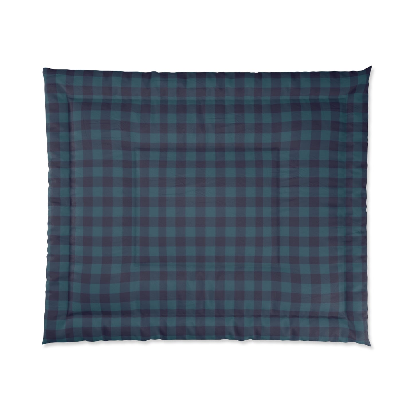 Navy Teal Buffalo Plaid Comforter – Cozy Rustic Bedding for Cabin & Bedroom