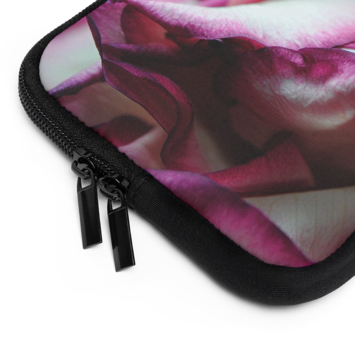 Pink Lined White Rose Laptop Sleeve