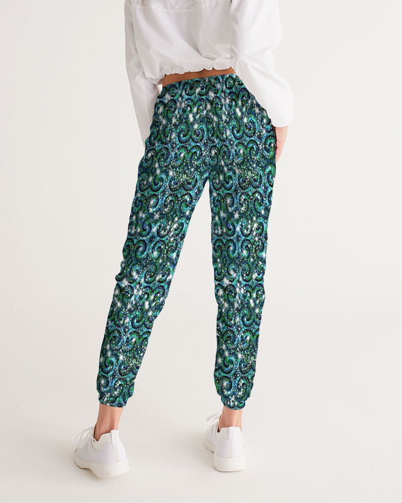 Blue Ice Sparkle Swirl Women's All-Over Print Track Pants
