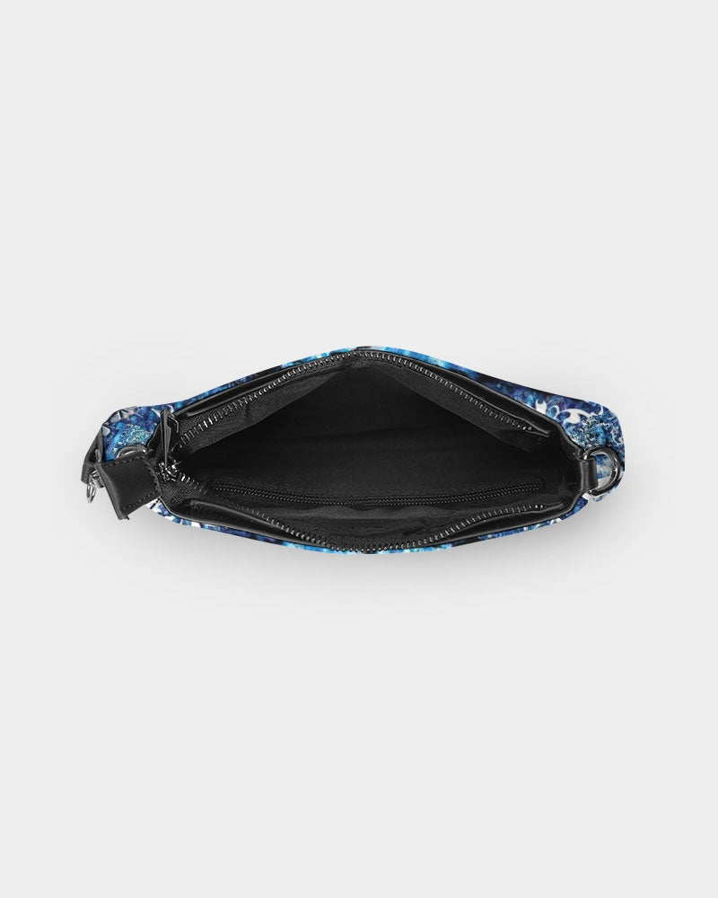 Blue Ice Crystals Motif Petite Canvas Pouch