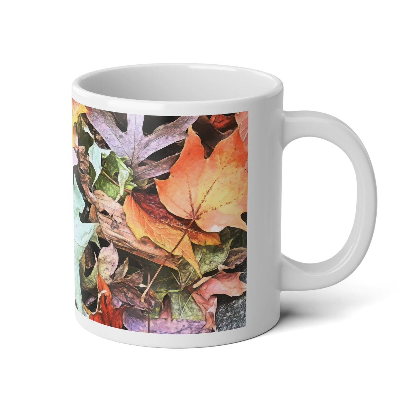 Mid October Fall Leaves Jumbo Mug - 20oz Coffee Cup, Ideal for Fall Decor, Nature Lovers, Cozy Vibes, Gift for Autumn Enthusiasts