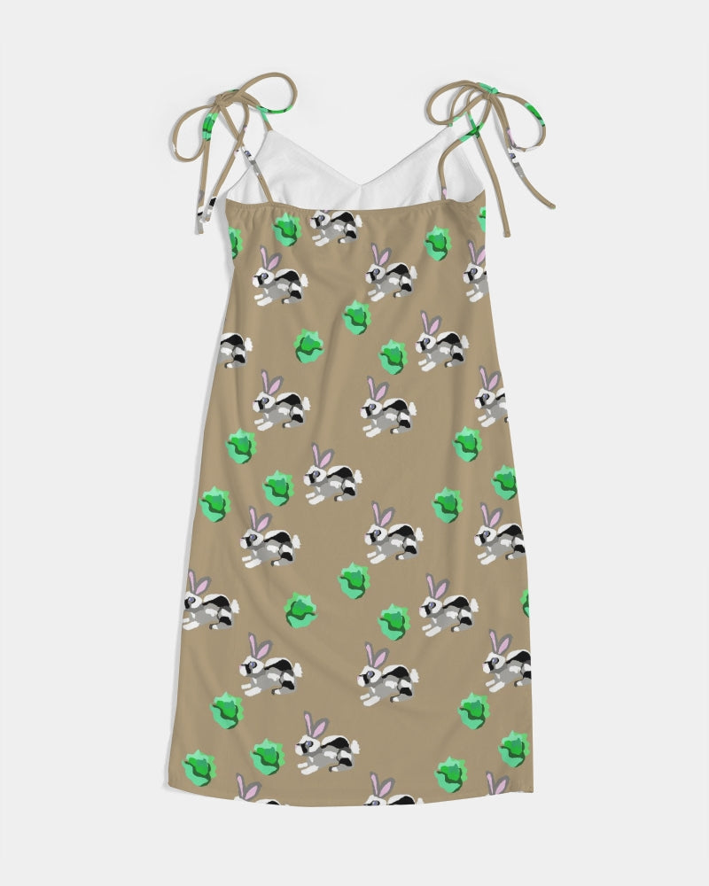 Bunnies Pattern Women's All-Over Print Tie Strap Split Dress