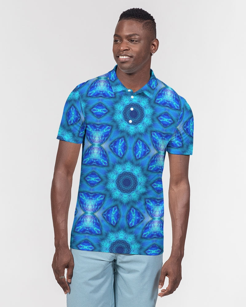 Blue Ocean Kaleidoscope Men's All-Over Print Slim Fit Short Sleeve Polo