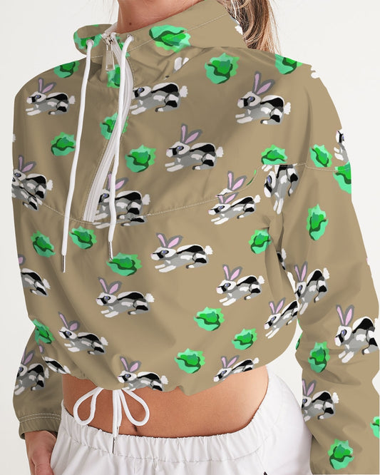 Bunnies Pattern Women's All-Over Print Cropped Windbreaker