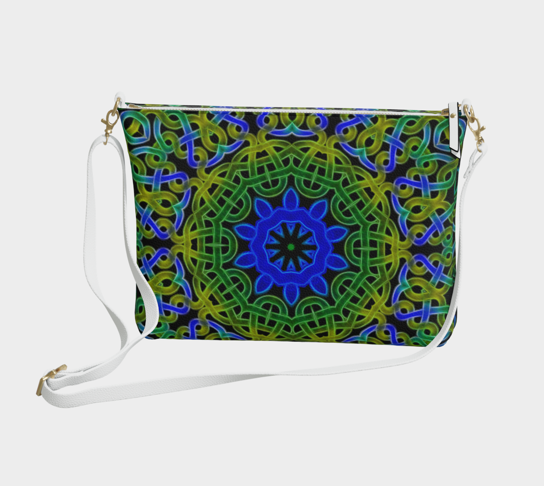 Blue Green Celtic Kaleidoscope Vegan Crossbody Purse