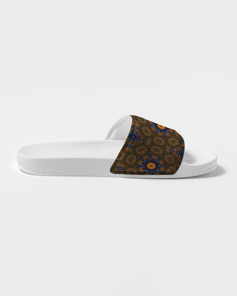 Blue and Yellow Sketch Kaleidoscope  Men's Slide Sandal