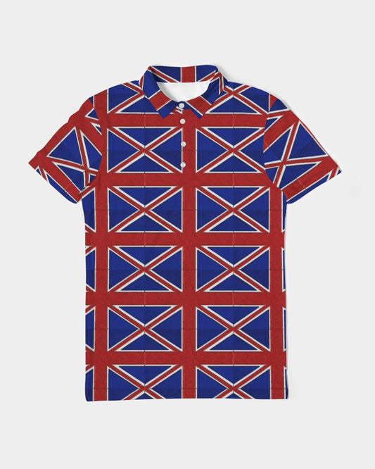 British Flag Pattern Men's All-Over Print Slim Fit Short Sleeve Polo