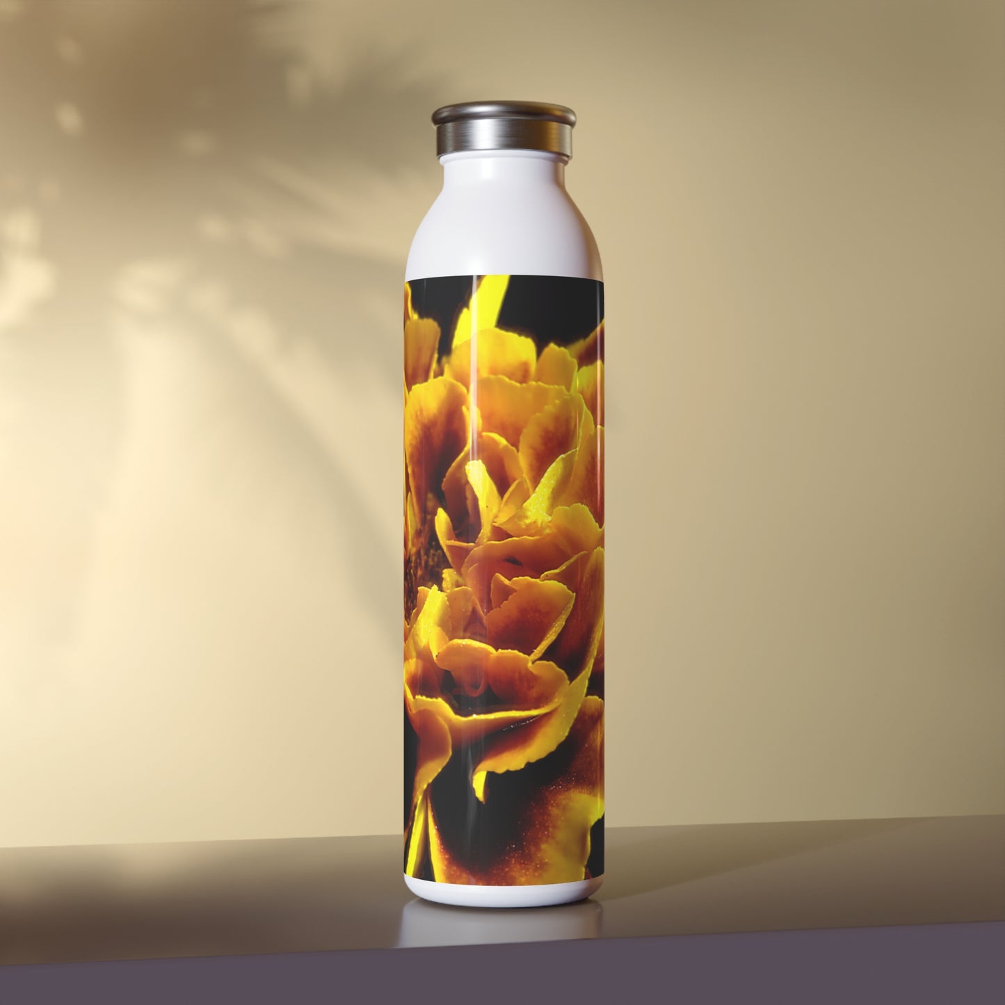 Marigold Center Slim Water Bottle, Vibrant Flower Print, Reusable Hydration Gift, Eco-Friendly Drinkware, Summer Picnic Essential, Nature Lover [...]