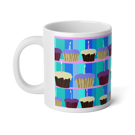 Colorful Cupcake Jumbo Mug, 20oz | Birthday Gift, Kitchen Décor, Party Mug, Coffee Lover's Item, Fun Drinkware