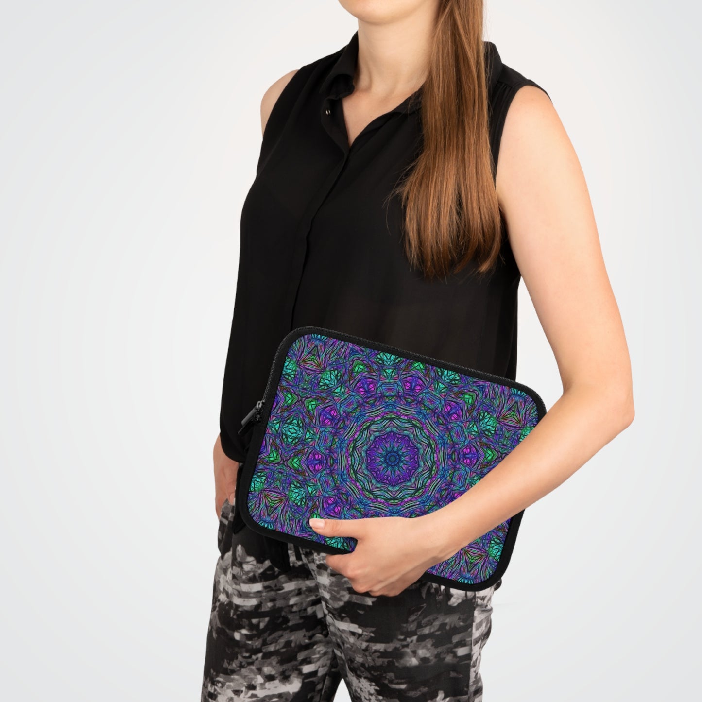 Blue Green Purple Kaleidoscope Laptop Sleeve