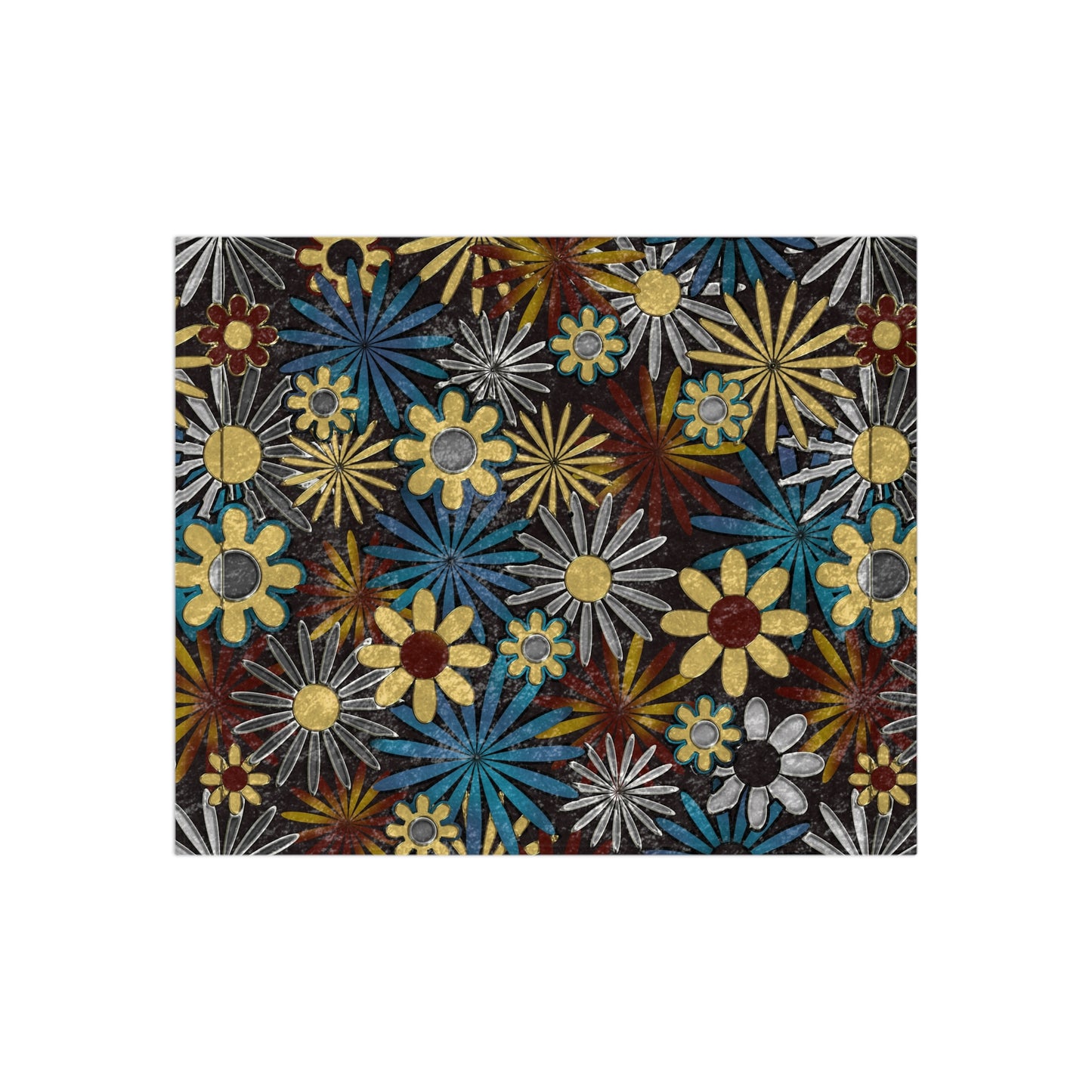Dark Gray Daisies Crushed Velvet Blanket