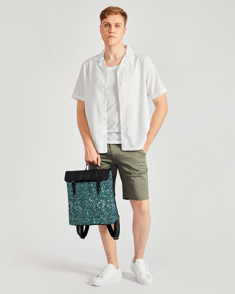 Blue Ice Sparkle Swirl Casual Flap Backpack