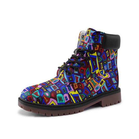 Wavy Square Pattern Premium Lightweight Microfiber Leather Chukka Boots