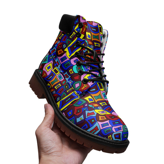 Wavy Square Pattern Premium Lightweight Microfiber Leather Chukka Boots