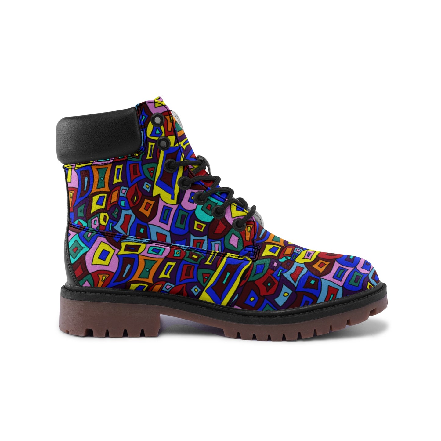 Wavy Square Pattern Premium Lightweight Microfiber Leather Chukka Boots