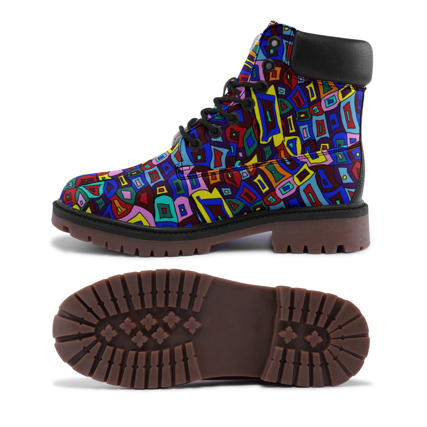 Wavy Square Pattern Premium Lightweight Microfiber Leather Chukka Boots