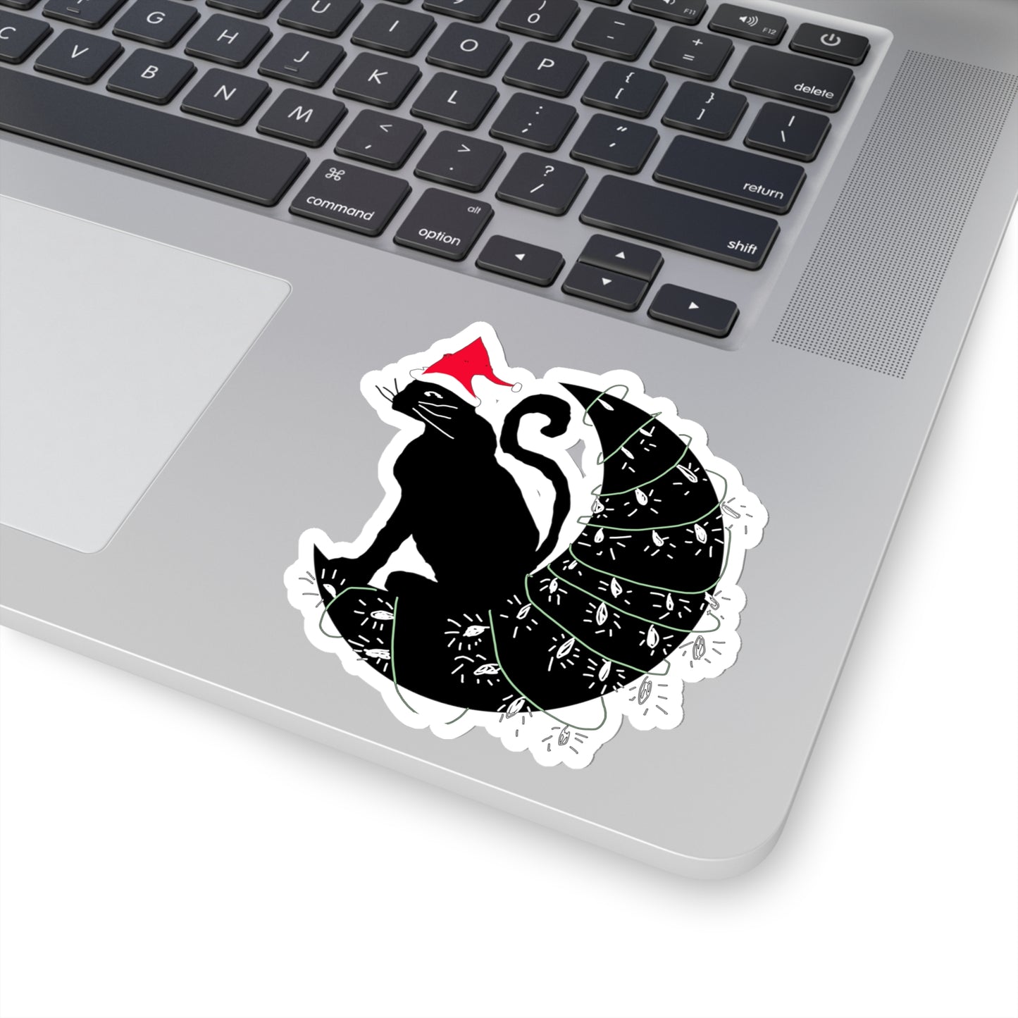 Christmas Cat on The Moon Kiss-Cut Stickers