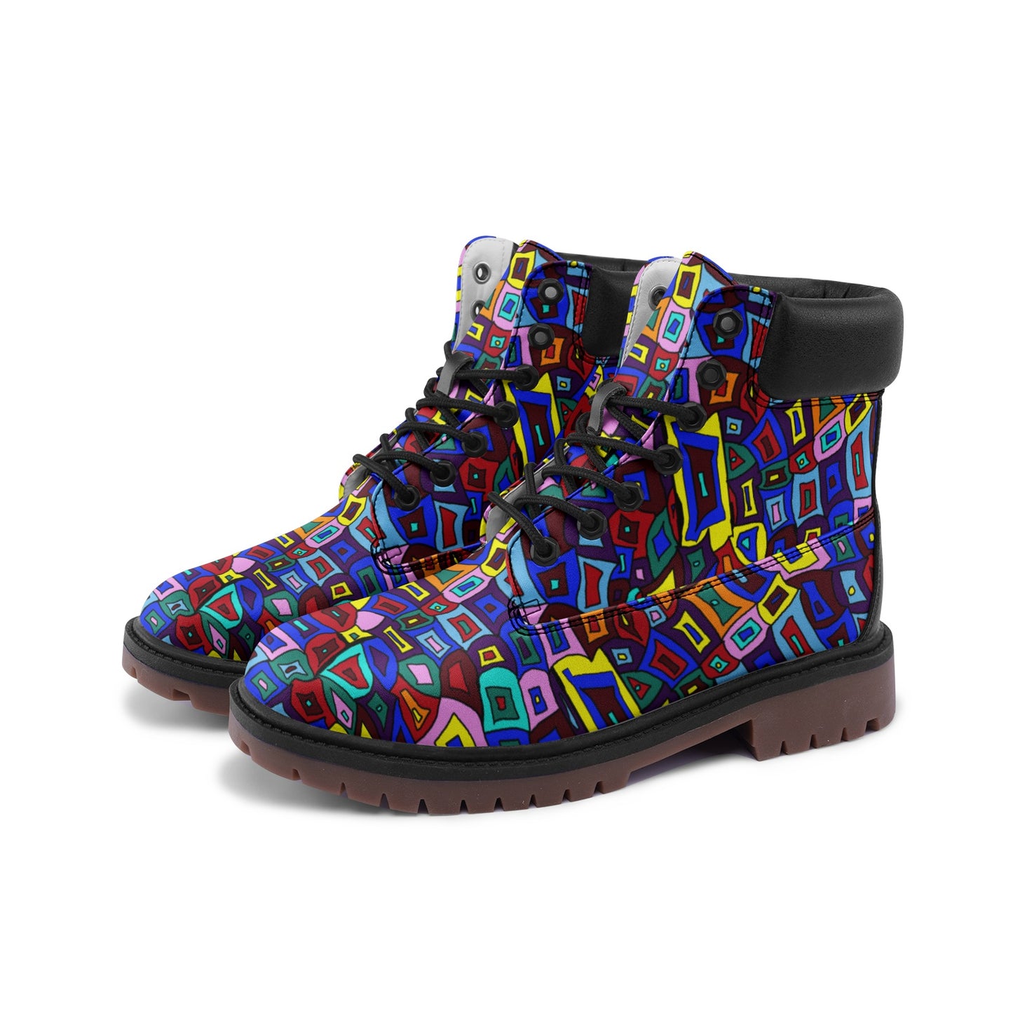 Wavy Square Pattern Premium Lightweight Microfiber Leather Chukka Boots
