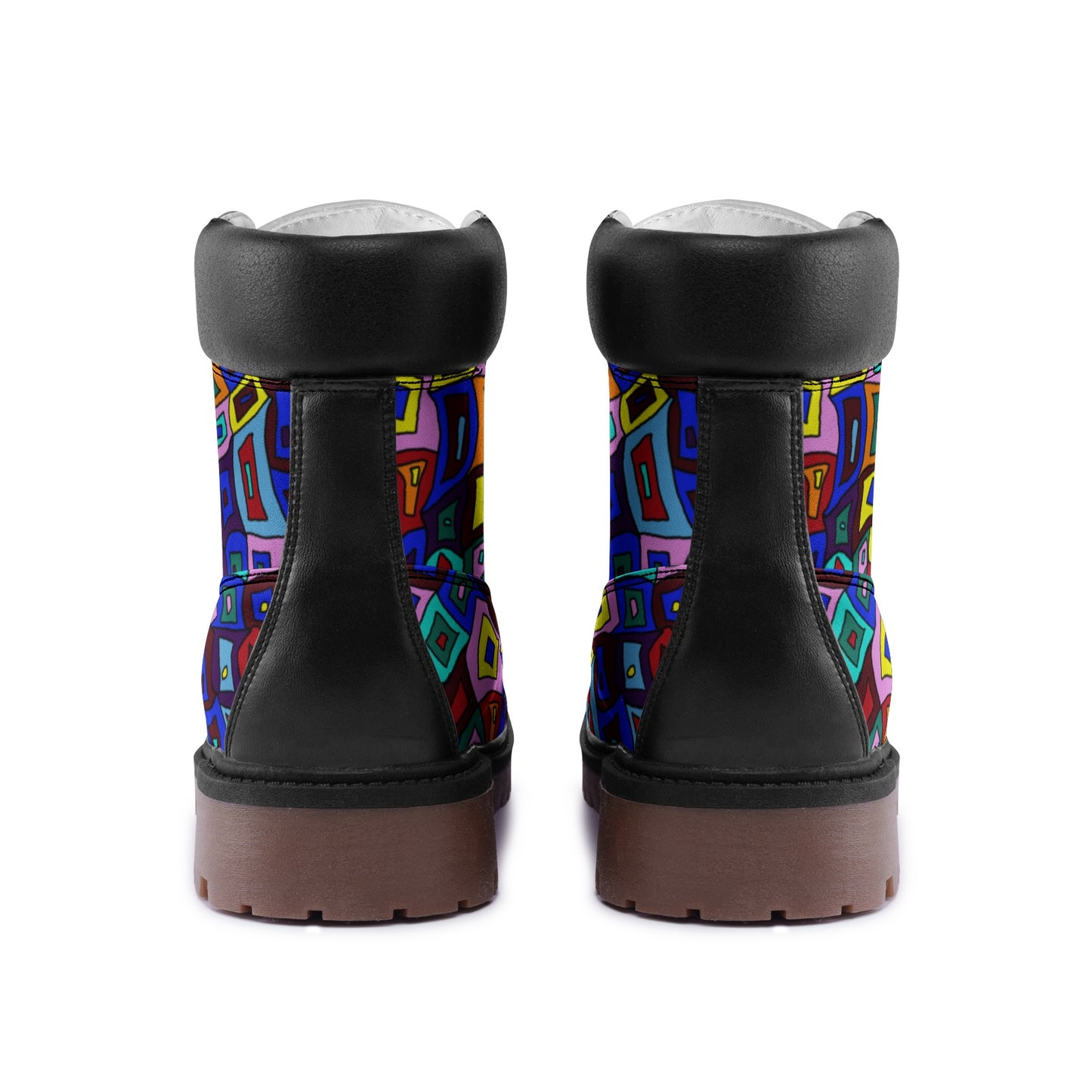 Wavy Square Pattern Premium Lightweight Microfiber Leather Chukka Boots