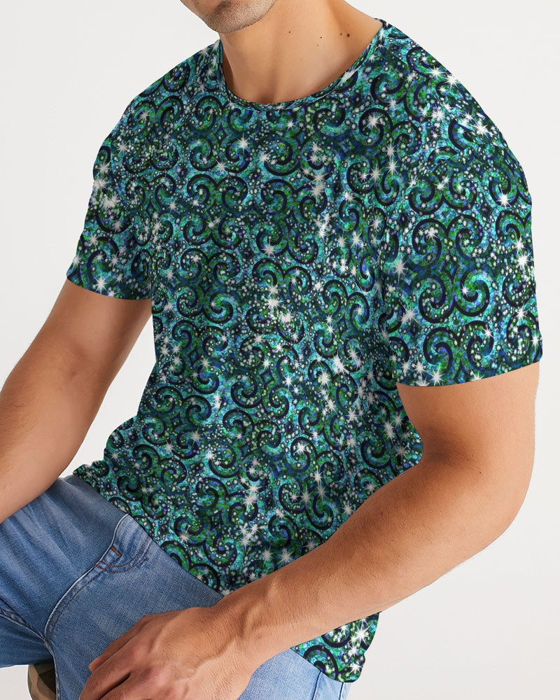 Blue Ice Sparkle Swirl Men's All-Over Print Tee