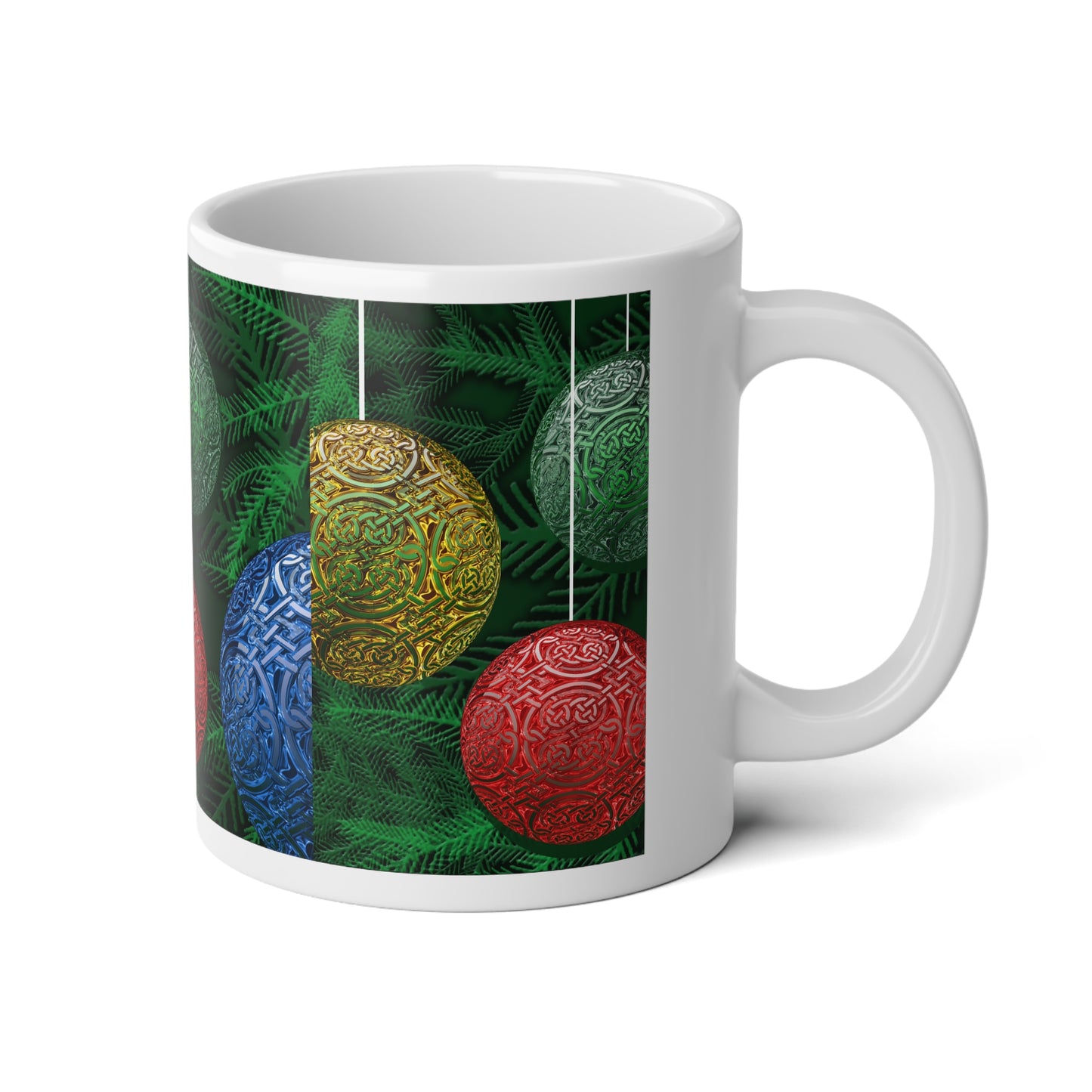 20oz Jumbo Mug — Festive Embossed Christmas Celtic Ornament Design
