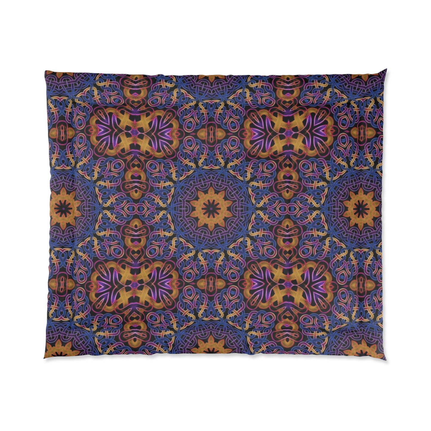 Bohemian Celtic Purple Kaleidoscope Comforter – Floral Mandala Bedspread
