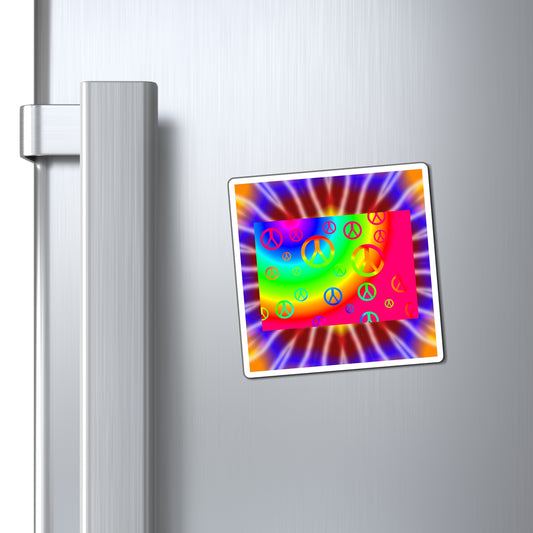 Rainbow Tie Dye Peace Sign Magnets
