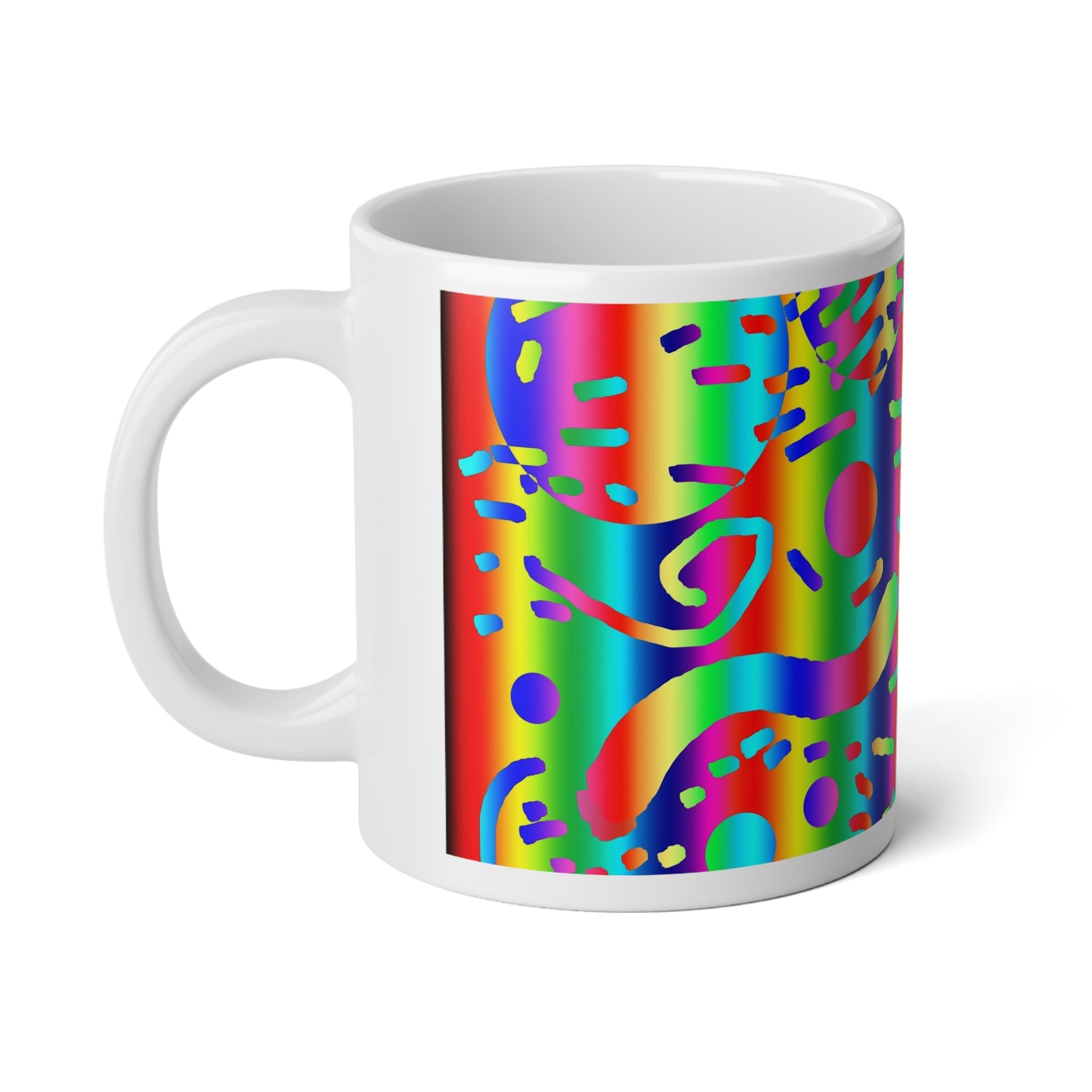 Rainbow Confetti Jumbo Coffee Mug, 20oz, Rainbow Mug, Fun Drinkware, Gift for Coffee Lovers, Unique Home Decor