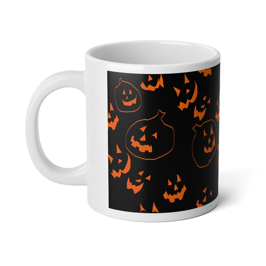 Jack O Lanterns Jumbo Mug with Pumpkins, Spooky Coffee Cup, 20oz Trick or Treat Mug, Unique Halloween Gift, Autumn Drinkware