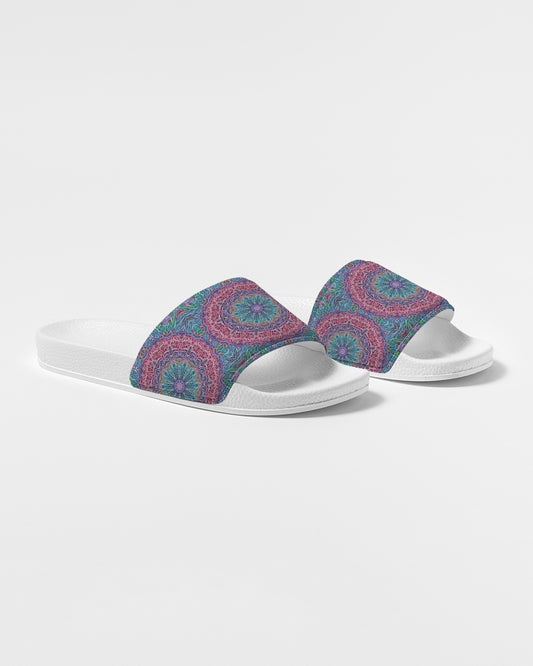 Blue Red Snowflake Kaleidoscope Women's Slide Sandal