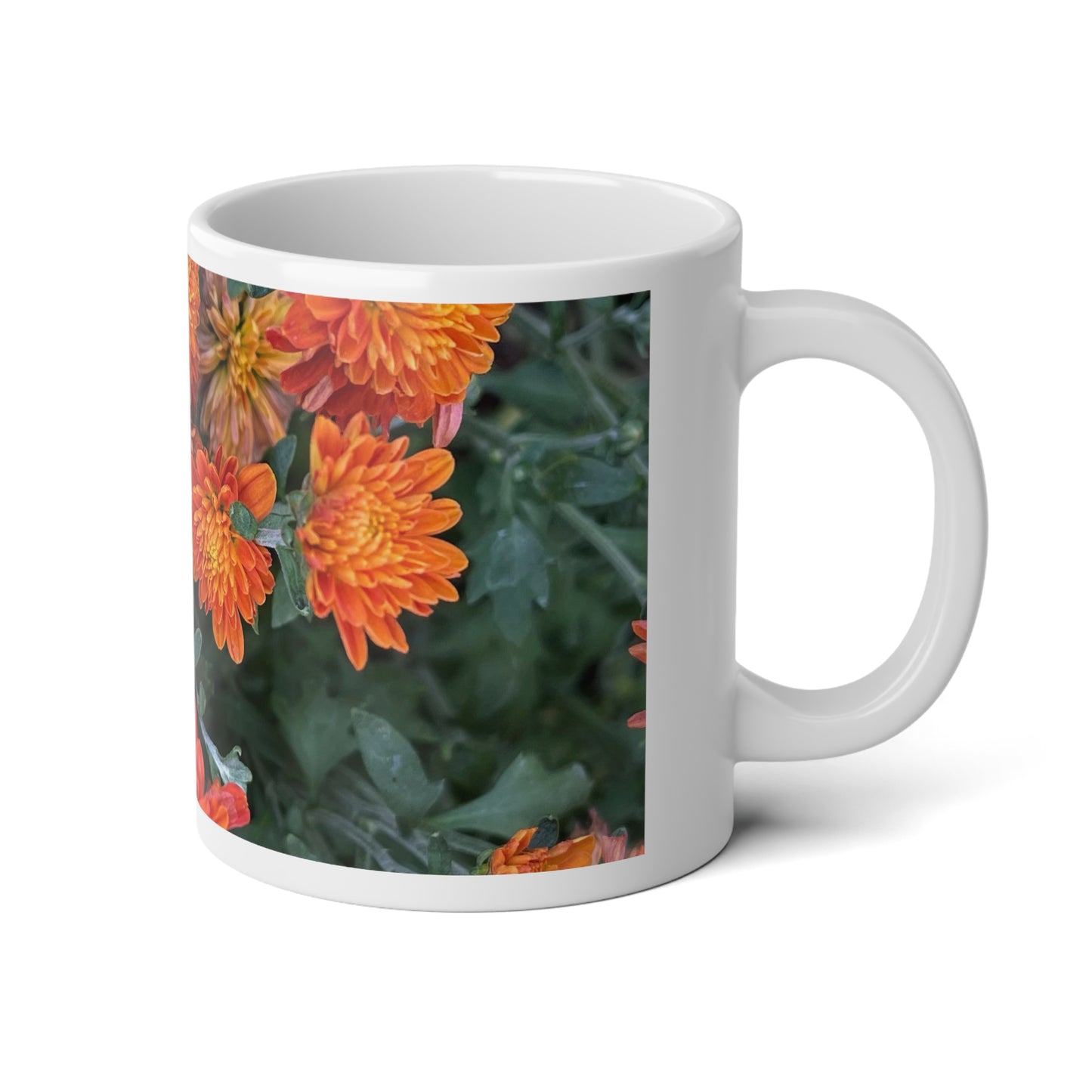 Orange Mums Walk Jumbo Mug, Perfect for Coffee Lovers, Gift for Gardeners, Nature Enthusiasts, Mother's Day, Housewarming, Tea Lovers