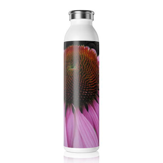 Slim Water Bottle — Pink Coneflower Floral Stainless Steel Bottle