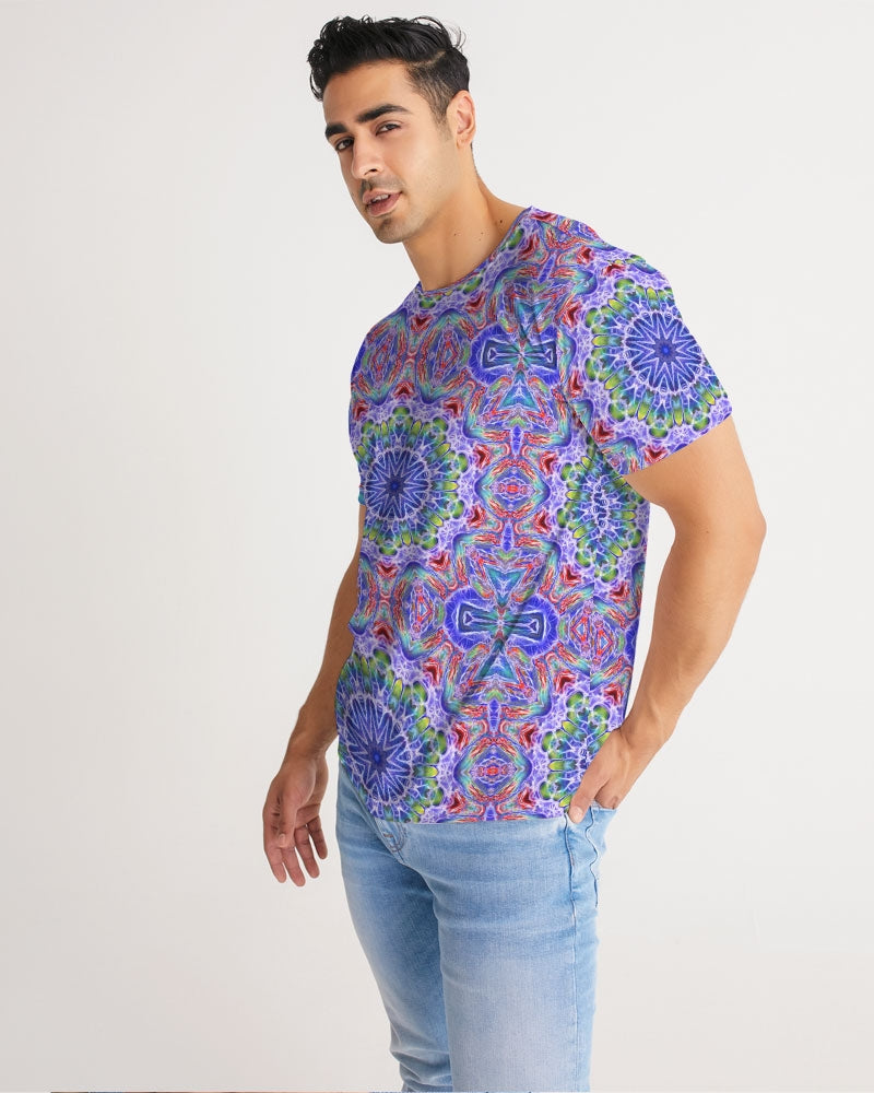 Blue Red Kaleidoscope Men's All-Over Print Tee