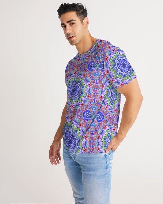 Blue Red Kaleidoscope Men's All-Over Print Tee
