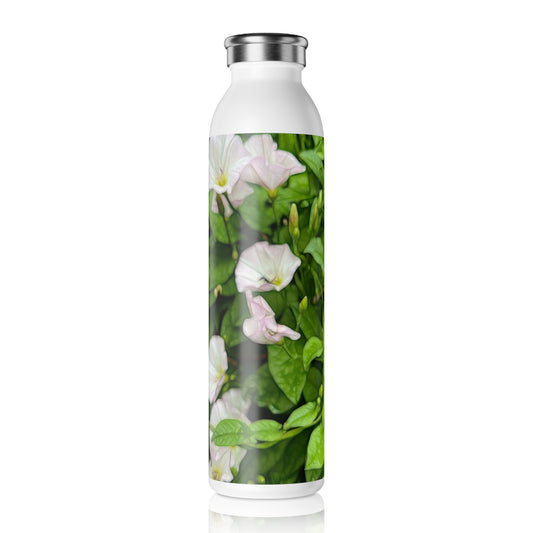 Morning Glories Slim Water Bottle, Eco-Friendly Hydration, Gardening Gift, Reusable Drinkware, Spring Accessories, Nature Lover's Gift