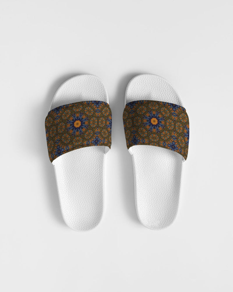 Blue and Yellow Sketch Kaleidoscope  Men's Slide Sandal