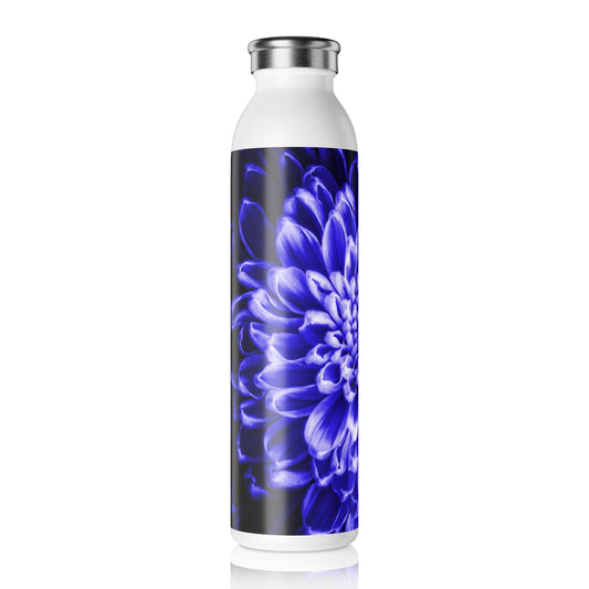 Blue Chrysanthemum Slim Water Bottle - Perfect for Fitness, Hydration, Yoga, Gifts, Eco-Friendly