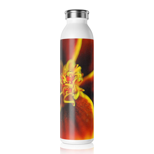 Marigold Center Slim Water Bottle - Floral Design, Eco-Friendly Hydration, Perfect for Yoga, Travel, Ergonomic Sipper, Sustainable Gift
