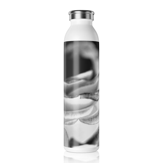 Light Black and White Rose Slim Water Bottle with Floral Design, Eco-Friendly Drinkware, Perfect for Gifts, Daily Hydration, Fitness, Home Decor