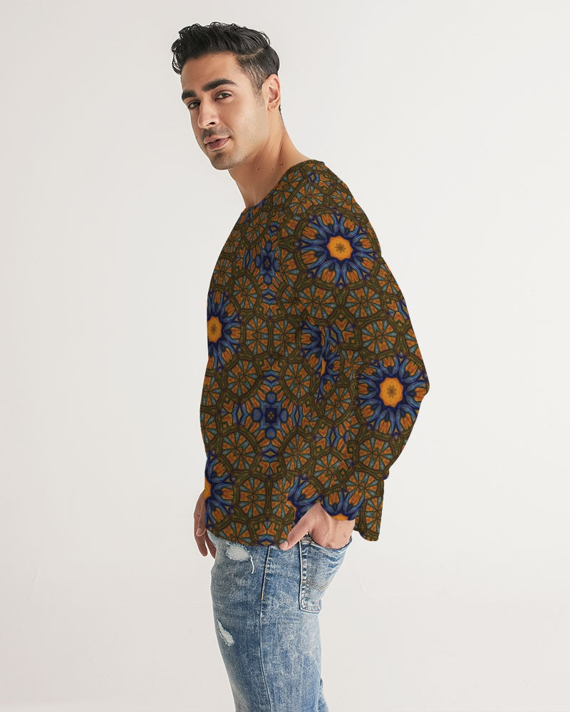 Blue and Yellow Sketch Kaleidoscope  Men's All-Over Print Long Sleeve Tee