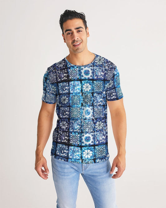 Blue Ice Crystals Motif Men's All-Over Print Tee