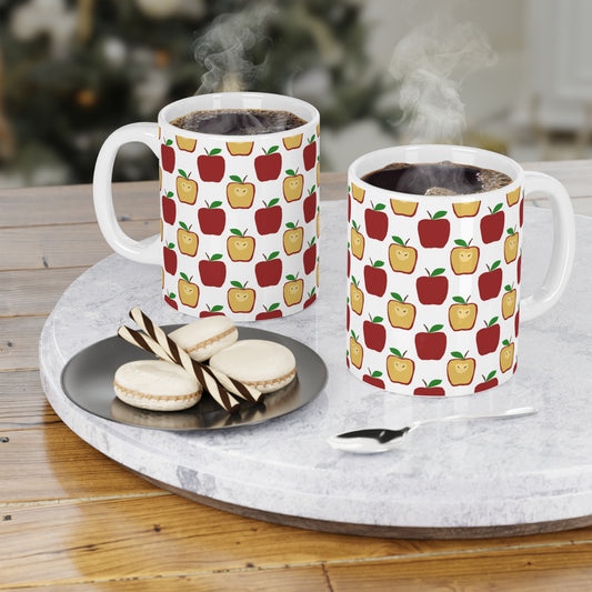 Apple Polkadots Ceramic Mugs | Fun Fruit Coffee Cups, Gift for Teachers, Kitchen Decor, Colorful Drinkware, Fall Autumn Coffee Mug