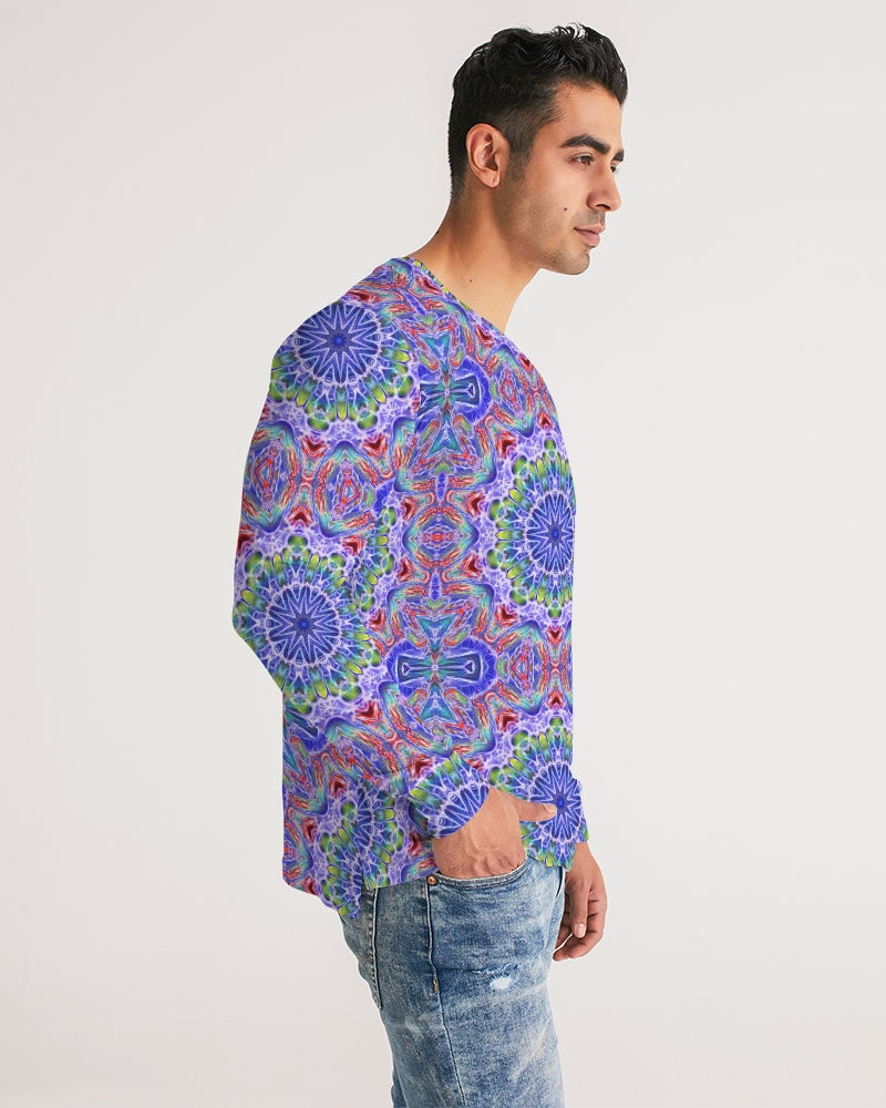 Blue Red Kaleidoscope Men's All-Over Print Long Sleeve Tee