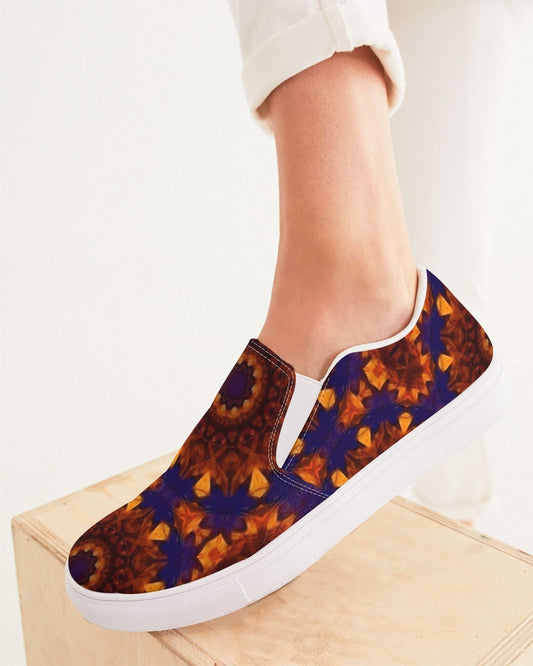 Blue Orange Red Kaleidoscope Women's Slip-On Canvas Shoe