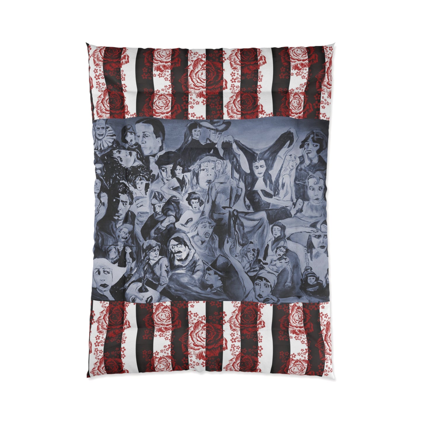 Silents With Striped Roses Comforter