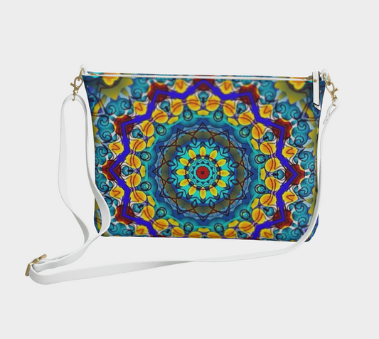Blue Green Blur Kaleidoscope Vegan Crossbody Purse
