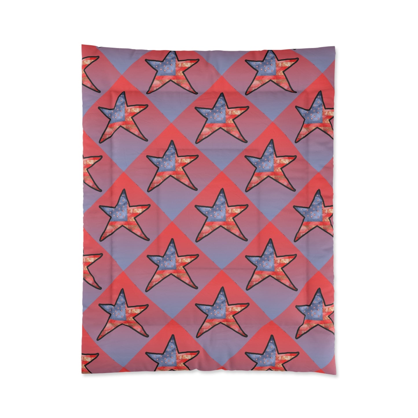 Starburst Geo Comforter — American Flag Star Pattern Bedding