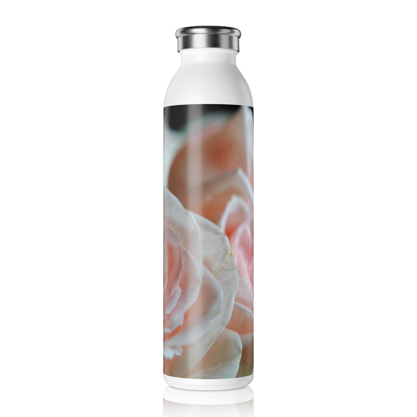 Slim Water Bottle — Blush Rose Floral Stainless Steel Bottle