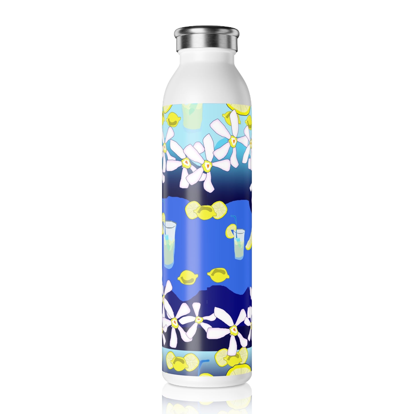 Lemonade Pattern Slim Water Bottle - Perfect for Summer Picnics, Hydration on the Go, Eco-Friendly Gift, Travel Hydrator, Outdoor Adventure Bottle